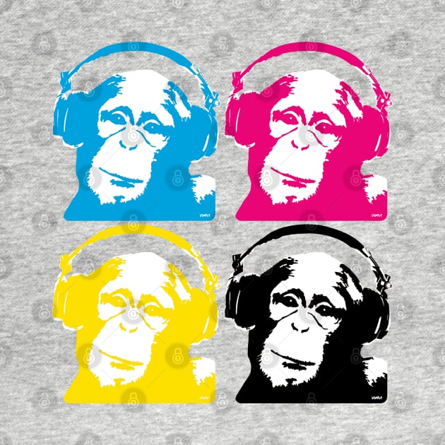 4 DJ Monkeys by wamtees